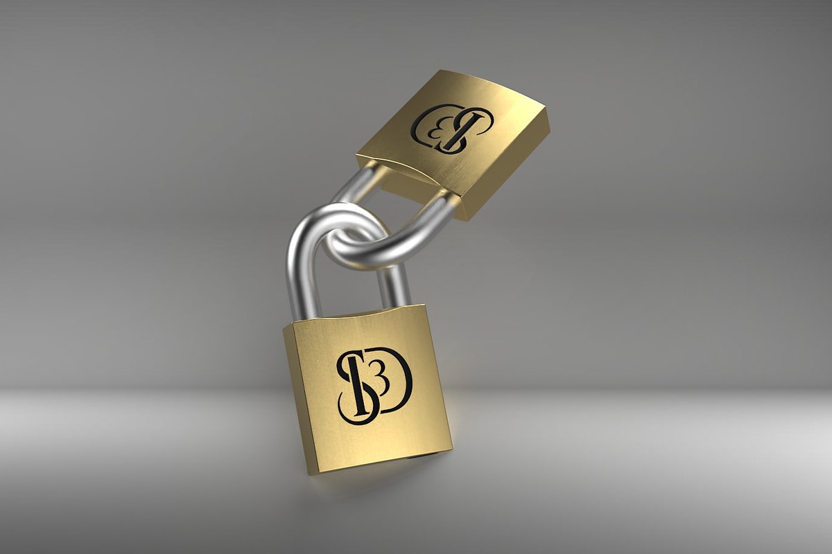 Gerenderte Messingschlösser mit S3D-Monogramm